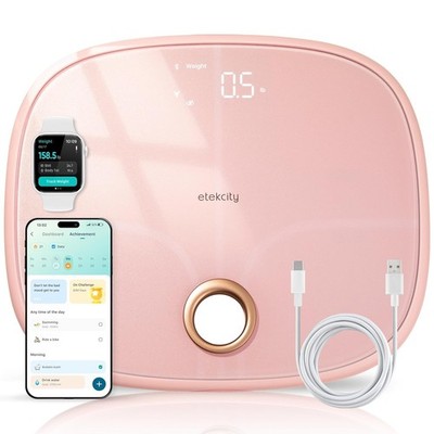 Etekcity Rechargeable Pink Smart Scale for Body Weight, BMI, Fat, Muscle Mass, D