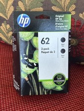 Genuine OEM HP 62 Black Noir 2-Pack Ink Cartridge Exp. 09/2022
