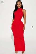 Fashion Nova Rachel Sequined Red Ruched Dress XS
