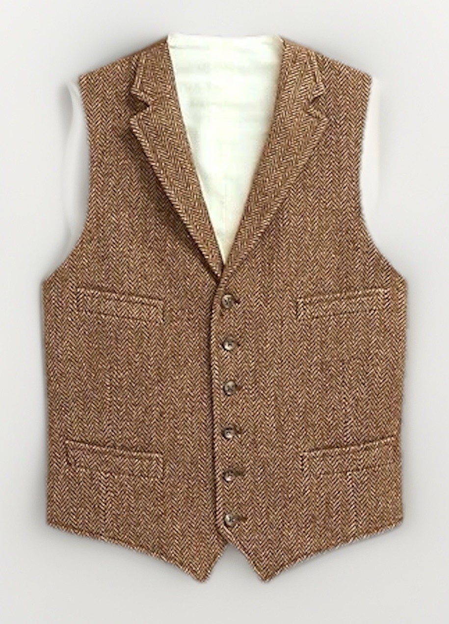 Polo Ralph Lauren Mens Herringbone Wool Waistcoat Brown 40R M/L RRP £545