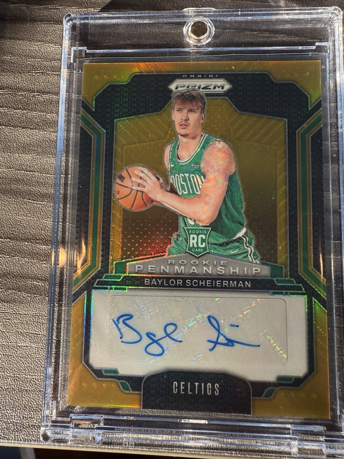 2024-25 Panini Prizm Baylor Scheierman Gold Rookie Penmanship Auto 02/10 SSP