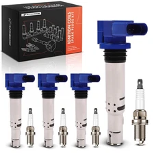 A-Premium 4x Blue Ignition Coil & 4x Iridium Spark Plug Kit for Audi VW Tiguan