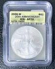2006-W American Silver Eagle ICG SP70 20th Anniversary Satin Finish