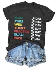 Racing Shirt for Women Race Week T-Shirt Casual Short Sleeve Medium Dark Gray