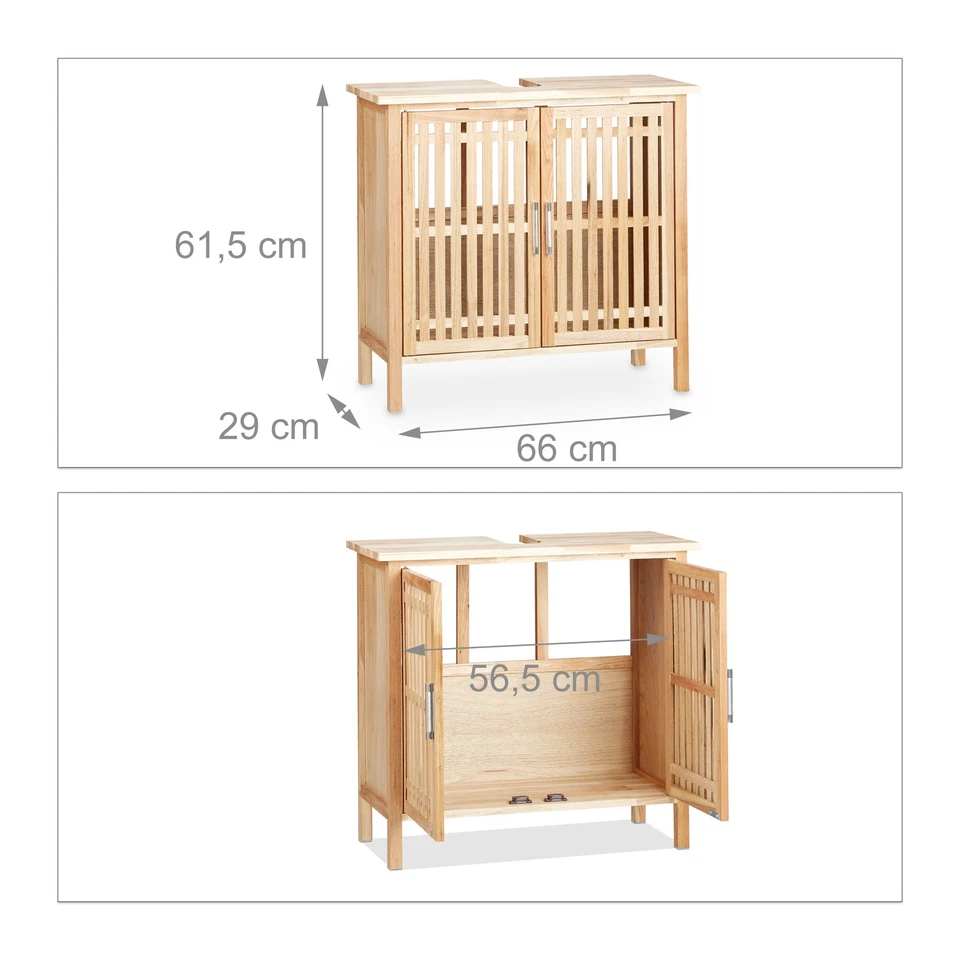 Waschbeckenunterschrank stehend Badschrank mit Siphon-Ausschnitt natur 6 kg - Bild 4 von 4