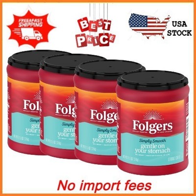 NEW 4 pack Folgers Simply Smooth Ground Coffee, Mild Roast, 11.5 oz Canister