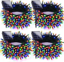 4Pk Multi-Colored Solar Christmas Lights Outdoor Waterproof, 400 LED 132 FT Sola