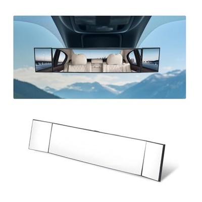 Car Rear View Mirror, 15.2 Inch HD Mirror Clip-On Panoramic Automotive Tri-Fold