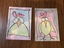 Mixed Media Original Chicken Art On Watercolor Paper