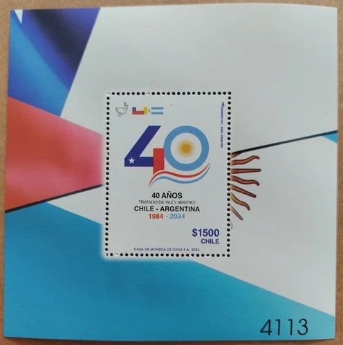 Chile 2024 Block 40 años Tratado de Paz y Amistad Chile - Argentina
