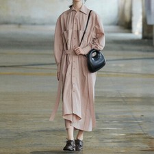 Design Pocket Shirt Dress Women's Spring New Style Thin Belted Single Breasted