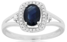 1.10CT DIAMOND  AAA SAPPHIRE 14KT SAPPHIRE GOLD 3D OVAL  ROUND ENGAGEMENT RING
