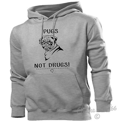 Pugs Not Drugs Hoodie Hoody Men Women Kids Funny Cute Gift Present
