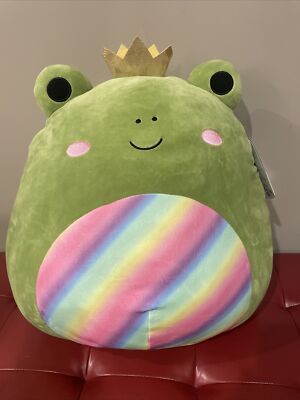 Kellytoy Squishmallow Doxl Frog 16 Inch Green Rainbow, Rare BNWT