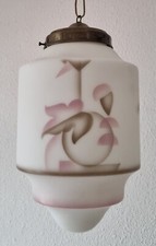 Schöne alte Art Deco Foyer Deckenlampe - graphisch gemustertes Glas um 1925