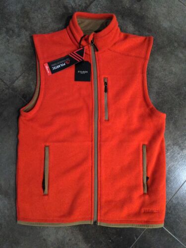FILSON Polartec Hardface Ridgeway Lightweight Orange Fleece Vest Mens ...
