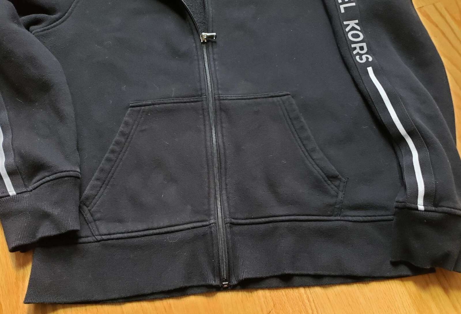 Felpa con cappuccio Michael Kors uomo nera logo manica lunga pile taglia L