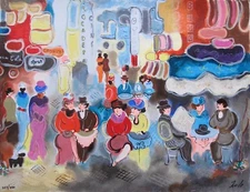 Zule Moskowitz THE COURTYARD Hand Signed & Embellished Serigraph