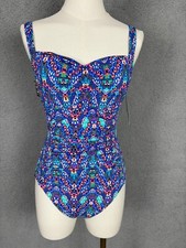 Swim Solutions Women's Tummy-Control Shirred One-Piece Swimsuit 8 Multicolor NWT