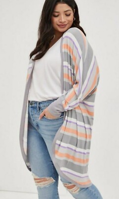Torrid Striped Super Soft Cocoon Kimono Plus Size 1X,14/16