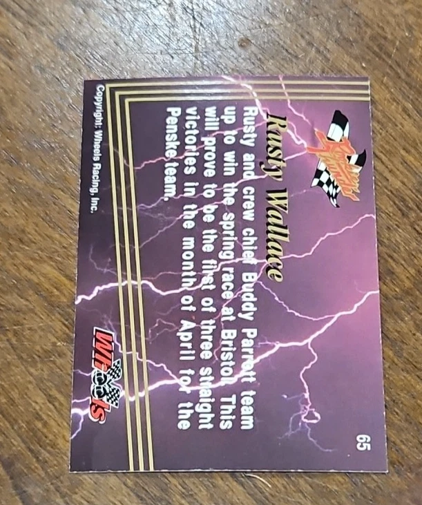 Rusty Wallace Penske Racing South 1993 Wheels Rookie Thunder #65 - Image 2 of 2