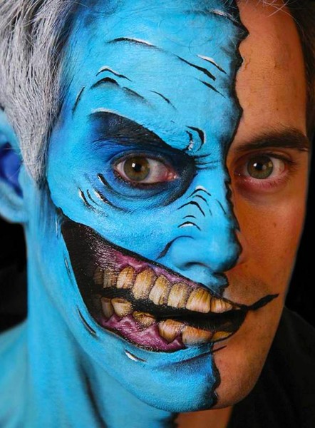 Twoface Klebe-Tattoo - Fasching Halloween Karneval - TemporäRes Tattoo In-image