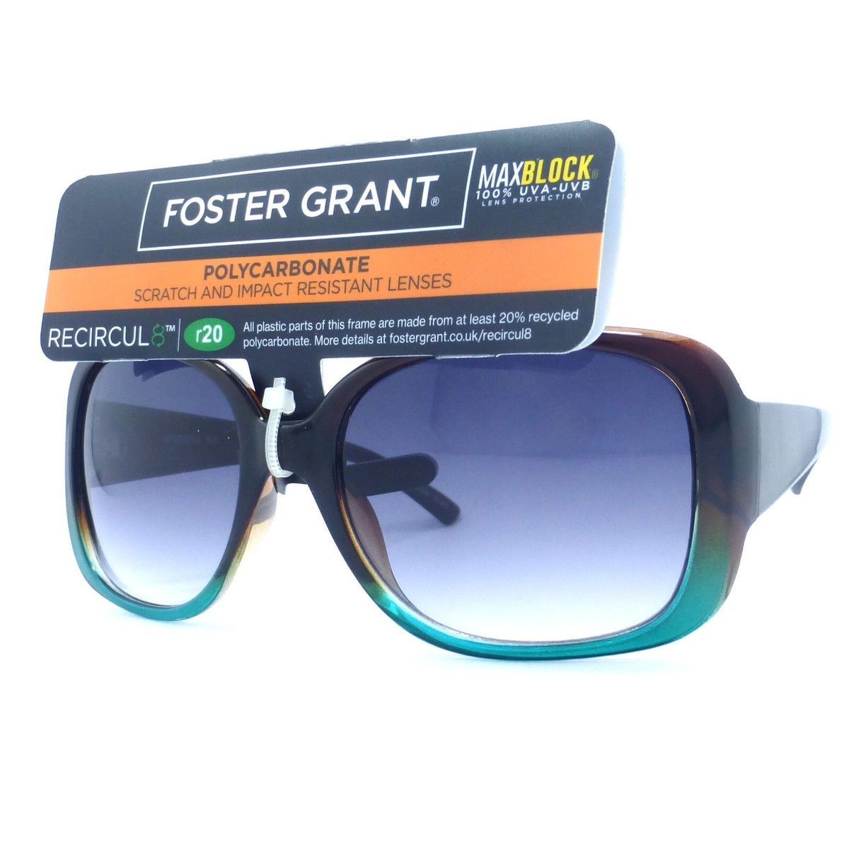 Foster Grant Women's Teal Oval Sunglasses FG853 UK