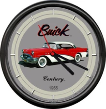 Licensed 1955 Buick Century Red White 2 Dr Sedan General Motors Sign Wall Clock