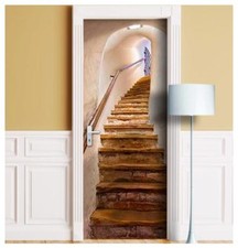 Stairs to Cellar Door Decal, Laminated Sticker Mural. Single piece, Peel'n'Stick