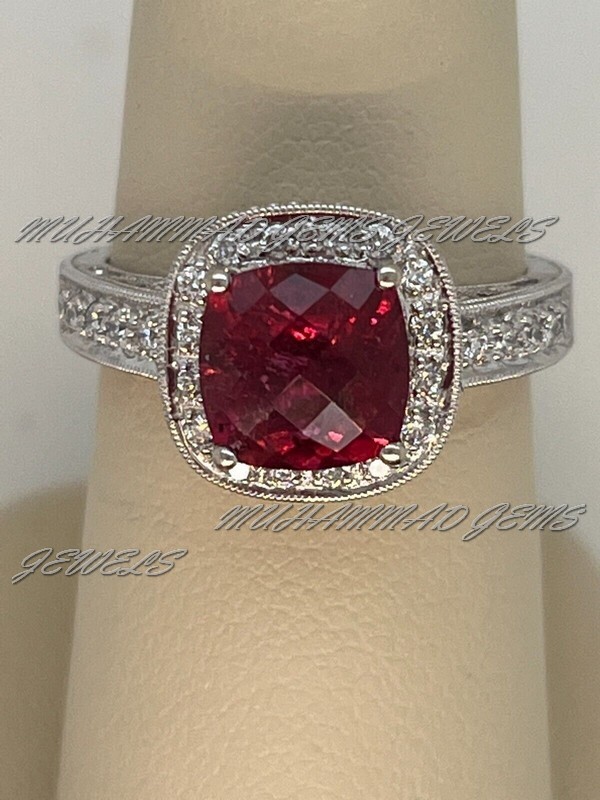 Rubellite Tourmaline Ring-Engagement Ring For Women- Oval Promise Ring- October-image