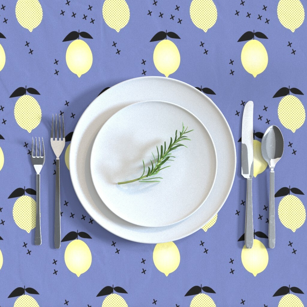 Tablecloth Lemons / Periwinkle Little Arrow Designs Nursery Lemon Cotton Sateen Nowy przyjazd, niska cena
