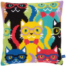 Vervaco Cross Stitch Cushion Kit Funny Cats 16" x 16"