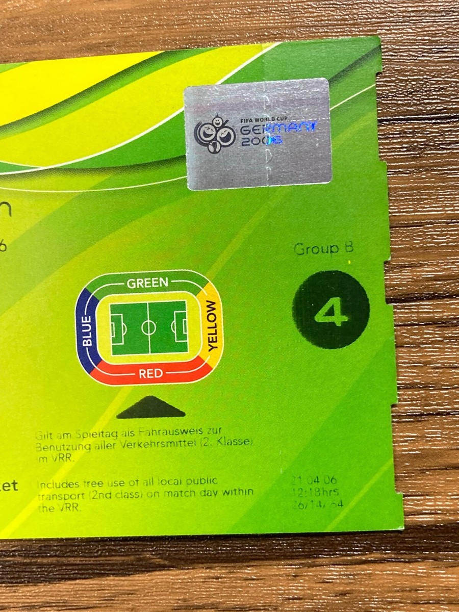 FIFA World Cup 2006 Germany Ticket - Match #4 Trinidad and Tobago