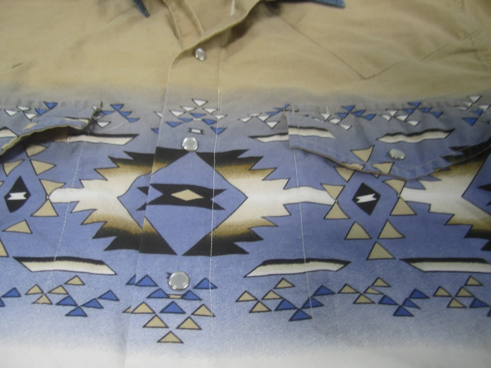 Camisa a Presión Plains Western Wear Perla Para Hombres XL Manga Larga Blanca Azul Informal Foto 3 de 4