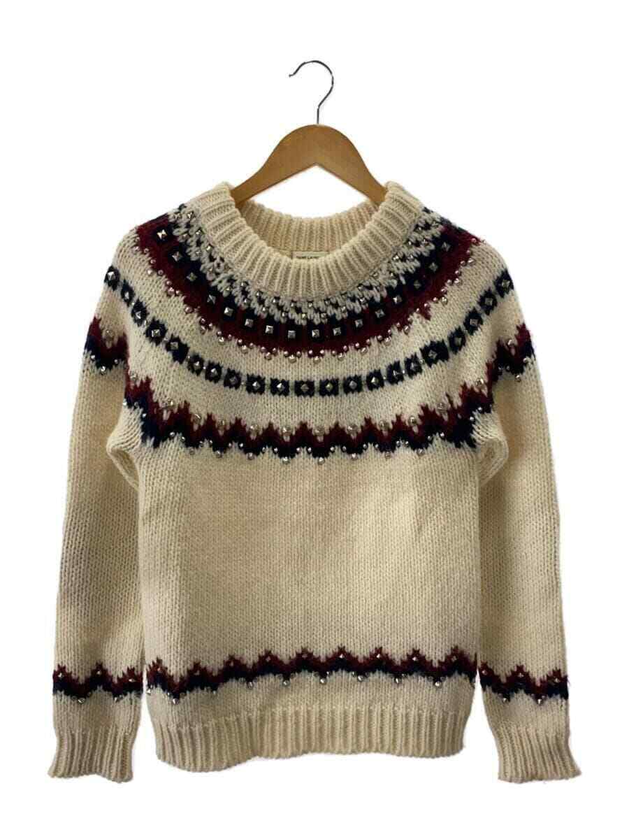 Maglione maglia nordica patch gomito SAINT LAURENT avorio S