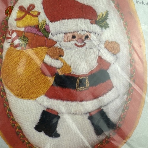 Hallmark Design Crewel Christmas Ornament Kit 7267 Santa Columbia Minerva Vtg - Picture 3 of 8