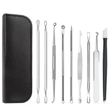 9-Pack Stainless Steel Blackhead Removal Acne Cleansing Tools