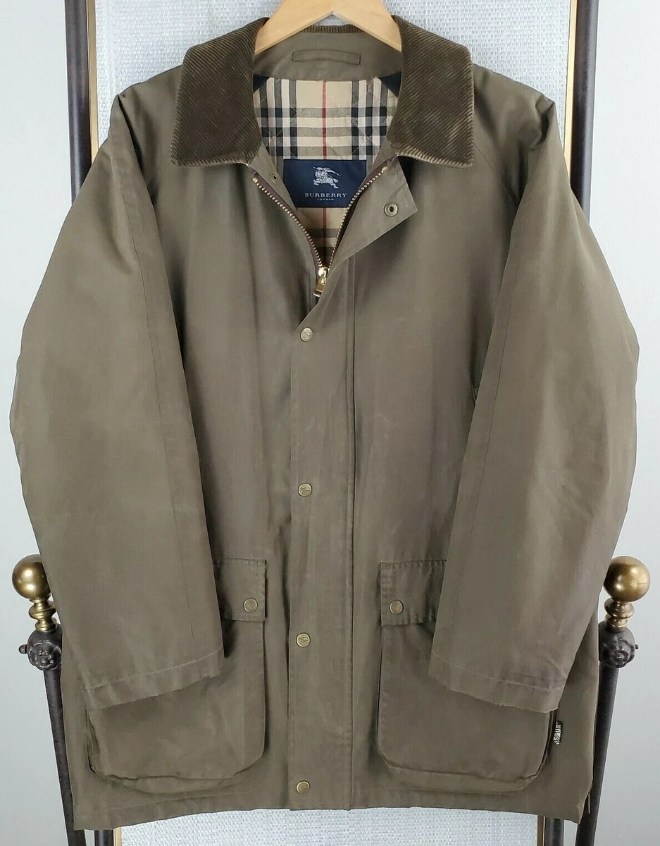 BURBERRY Size Medium Waxed Hunting Jacket Made in USA Mens Green Field Coat eBay