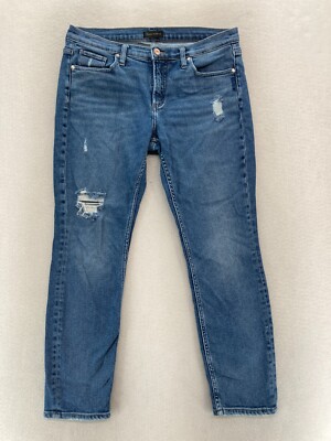 Silver Jeans Not Your Boyfriend's Jeans Women's 29x27 Blue Stretch Denim Grunge