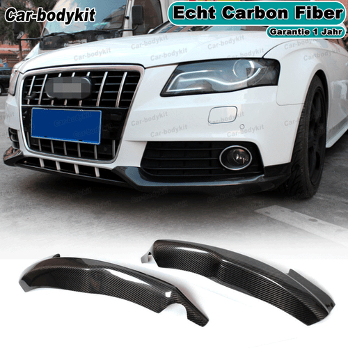 2x Carbon Spltters Flaps Spoiler Anteriore Canards Turning per Audi A4 B8 berlina 09-12 - Foto 1 di 12