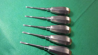 5 PCS O.R GRADE STRAIGHT DENTAL APICAL ROOT TIP ELEVATOR 2MM WITH GOLD HANDLE