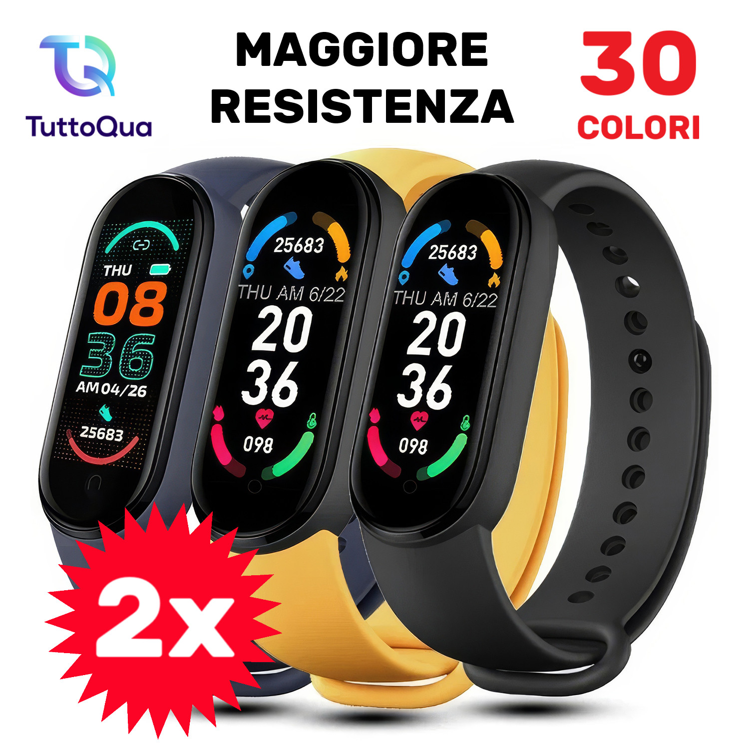 2 CINTURINI per Xiaomi Mi Band 3/4 5/6/7 Silicone Ricambio Bracciale Smart Watch