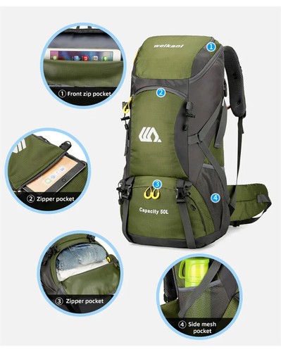 50L Reise Rucksack Camping Männer Große Wandern Tasche Tourist Rucksack - Bild 20 von 31