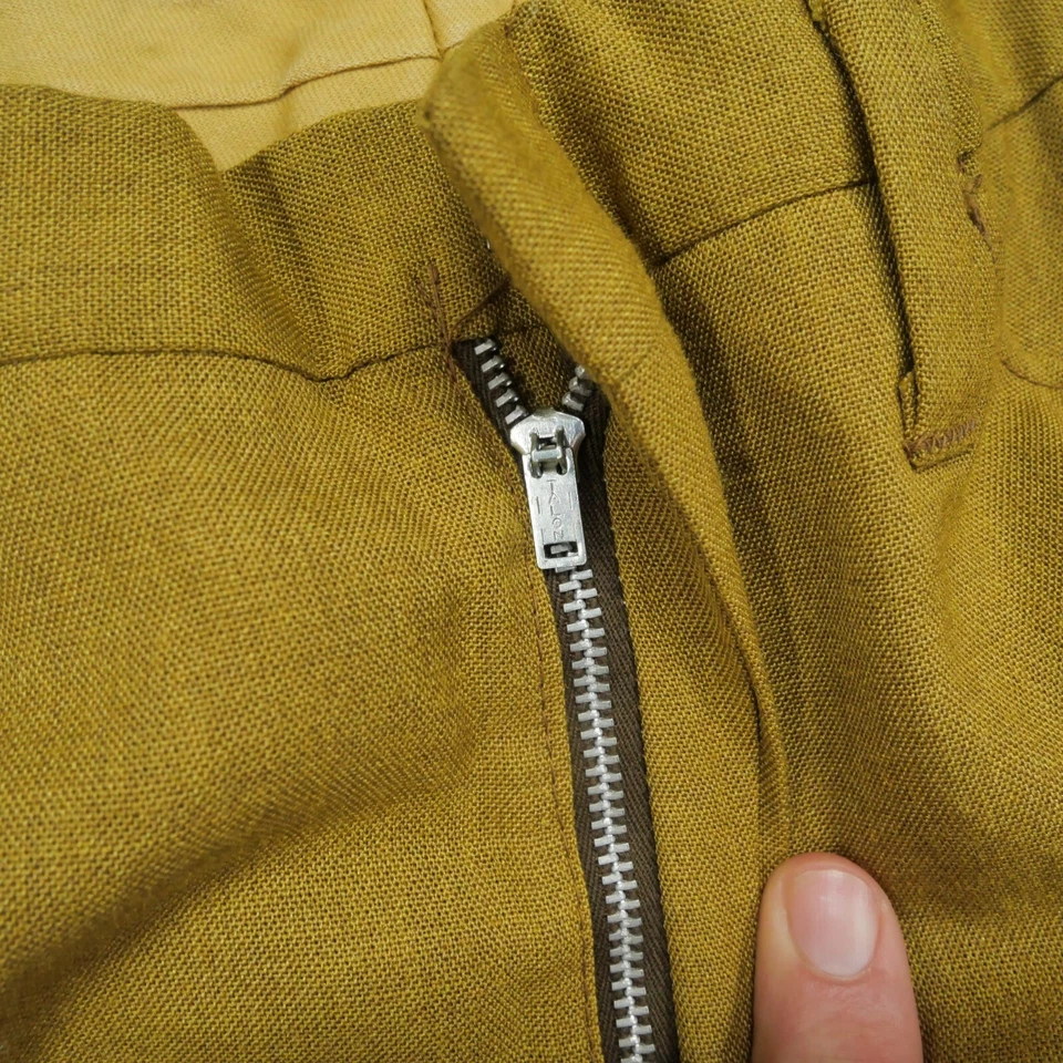 Vintage Pants Mens 29x32 Yellow Mustard Wool Duck Slacks Rockabilly Western 50s - Image 4 of 4