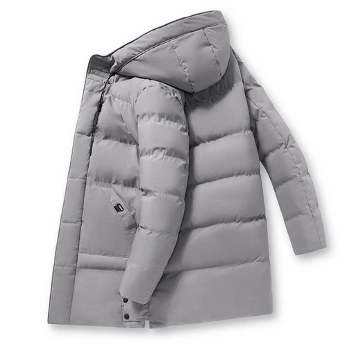 Herren langer gefütterter Mantel Kapuze dicke Luftpolsterjacke gesteppt wattiert - Bild 39 von 39