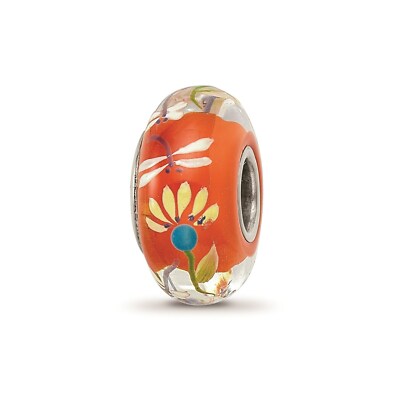Reflexionsperlen Sterling Silber handbemalt Libelle Liebe Fenton Glasperle