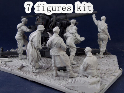 Hobby Fan – 1/35 – 8 Figurines Résine – Équipage Flak 18 Allemand WW2 – Neuf