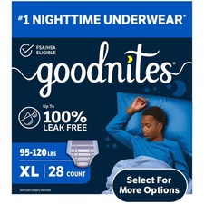 Goodnites Boys Nighttime Bedwetting Underwear, XL 95-120 lbs , 28 Count