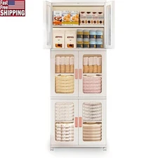 Foldable Storage Cabinet W/ Wheels Adjustable Shelves Heavy Duty Organizer New