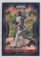 2021 Panini Prizm Tier II Navy Blue Cracked Ice Prizm 7/25 Aaron Nola #147 08ee